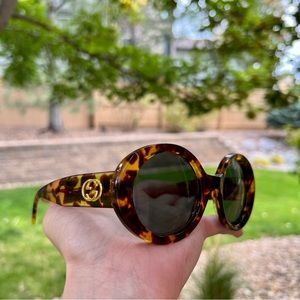 Gucci GG 2410/S Vintage Tortoise Gold Round Sunglasses